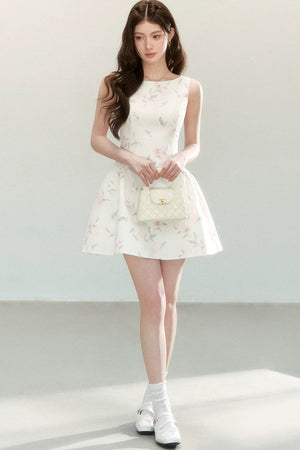 Elegant Floral Puff Dress