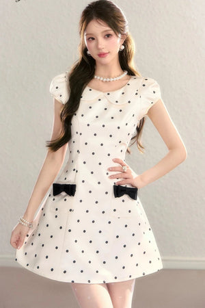 Elegant French Polka Dot A-Line Dress