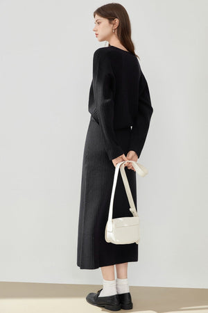 Elegant French Wool Knit Two-Piece Set