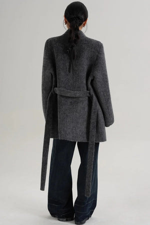 Elegant Gray-Blue Wool Coat