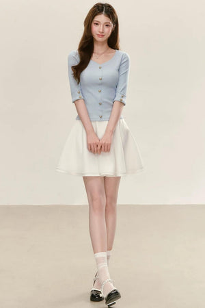 Elegant Knitted V-Neck Top