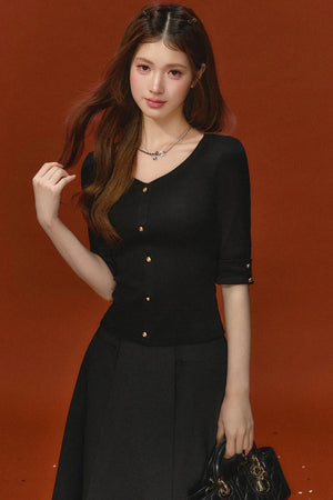 Elegant Knitted V-Neck Top