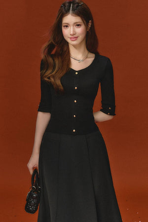 Elegant Knitted V-Neck Top