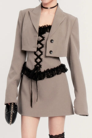 Elegant Lace Patchwork Dress Set-Up