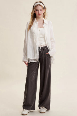 Elegant Lace Trim Pants