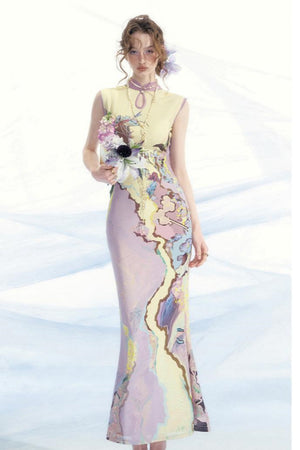 Elegant Mesh Cheongsam Dress