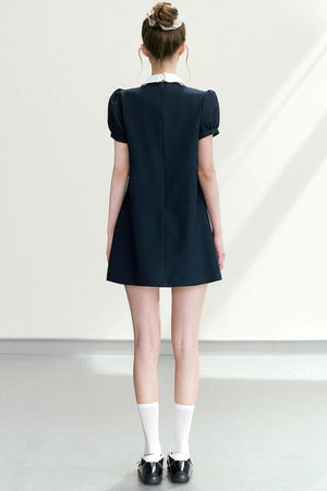 Elegant Navy Puff Dress