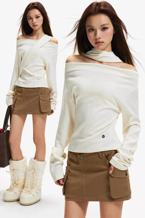 Elegant Off-Shoulder Knit Top