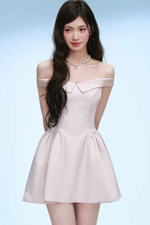 Elegant Off-Shoulder Pleated Dress