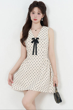 Elegant Polka Dot A-Line Dress