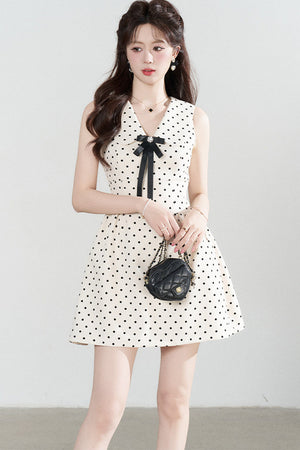 Elegant Polka Dot A-Line Dress