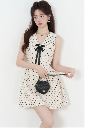 Elegant Polka Dot A-Line Dress