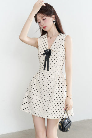 Elegant Polka Dot A-Line Dress