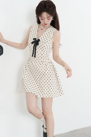Elegant Polka Dot A-Line Dress