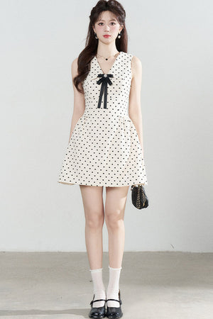 Elegant Polka Dot A-Line Dress