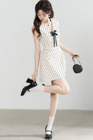 Elegant Polka Dot A-Line Dress