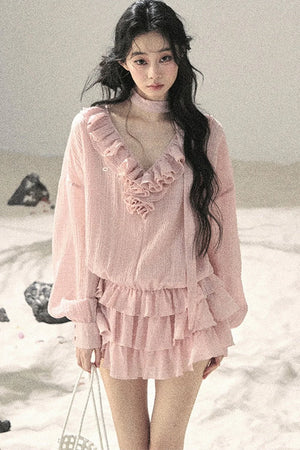 Elegant Ruffled Summer Dress Set
