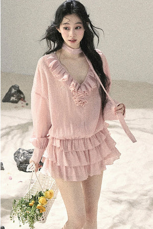 Elegant Ruffled Summer Dress Set