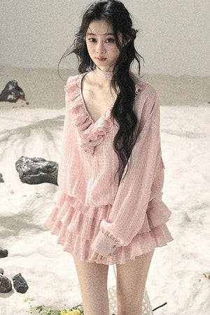 Elegant Ruffled Summer Dress Set