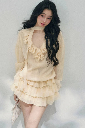 Elegant Ruffled Summer Dress Set