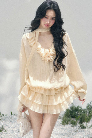 Elegant Ruffled Summer Dress Set