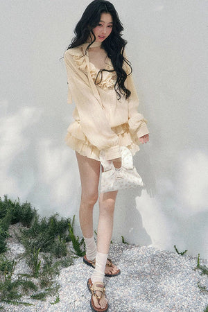 Elegant Ruffled Summer Dress Set