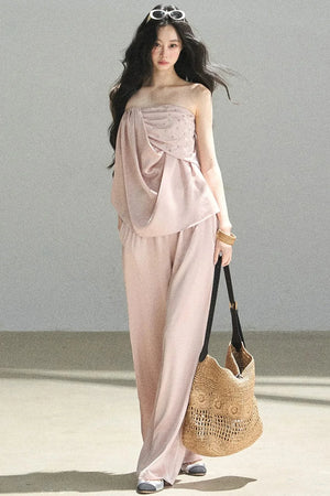 Elegant Satin Two-Piece Set-Up