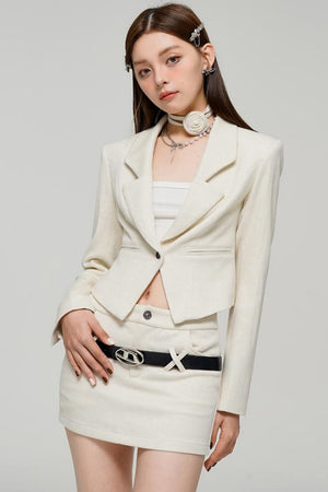 Elegant Short Blazer Skirt Set-Up