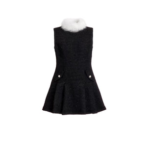 Elegant Tweed Pleated Dress