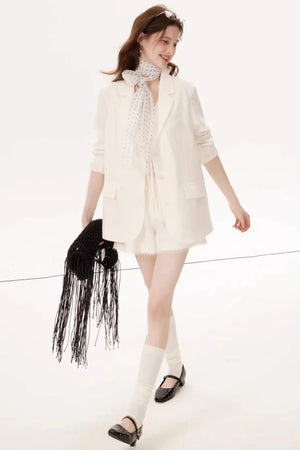 Elegant White Blazer Set-Up