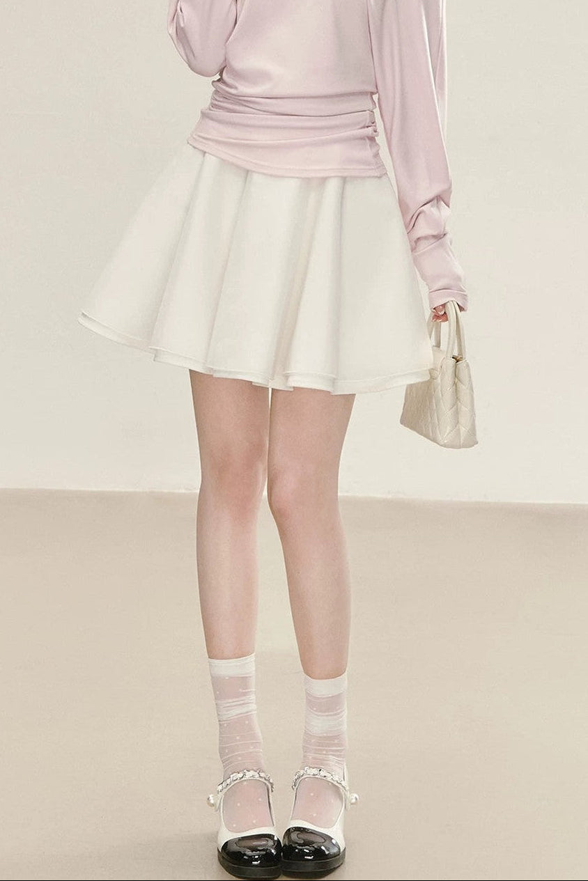Elegant White Pleated Skirt