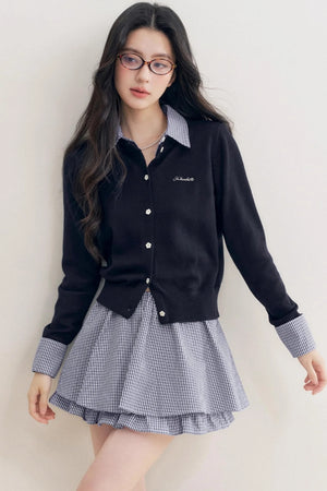 Elite Wool-Blend Plaid Cardigan Set-Up