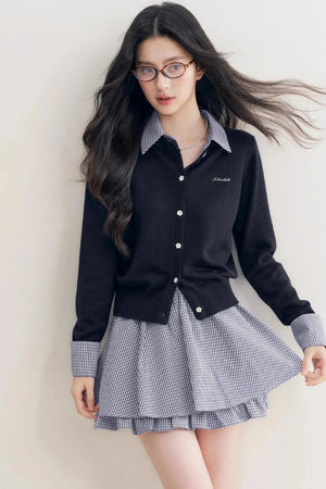 Elite Wool-Blend Plaid Cardigan Set-Up