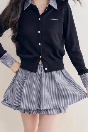 Elite Wool-Blend Plaid Cardigan Set-Up