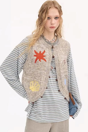 Embroidered Beaded Knitted Vest