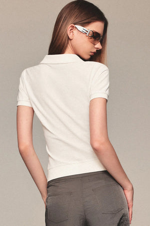 Embroidered Button-Up Polo Shirt