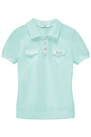 Embroidered Button-Up Polo Shirt