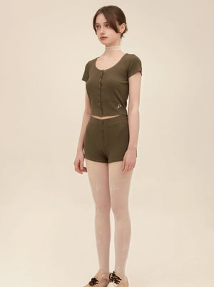 Embroidered Collar Knitted Cardigan Set-Up