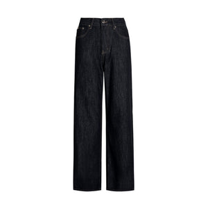 Embroidered Floral High-Waist Wide-Leg Jeans