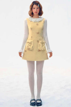 Embroidered Floral Wool Dress