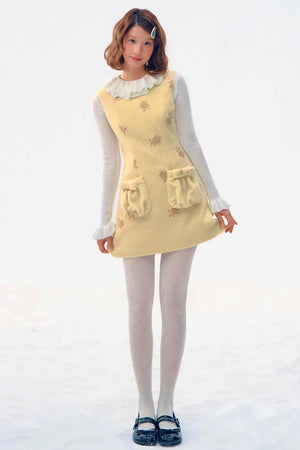Embroidered Floral Wool Dress