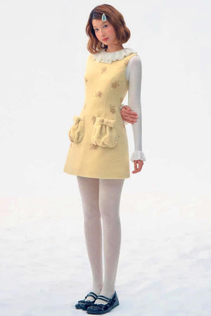 Embroidered Floral Wool Dress