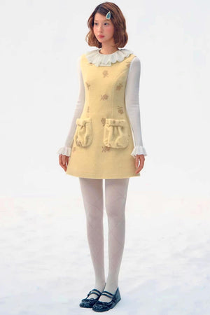 Embroidered Floral Wool Dress