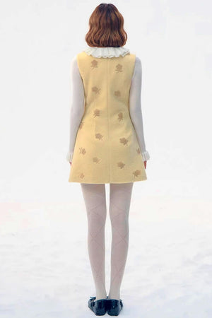 Embroidered Floral Wool Dress