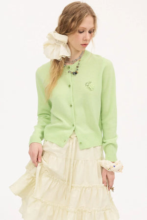 Embroidered Grape Wool Sweater