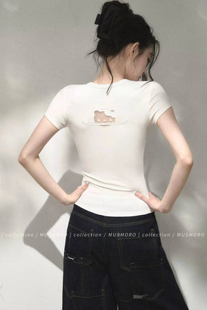 Embroidered Hollow Knit Top