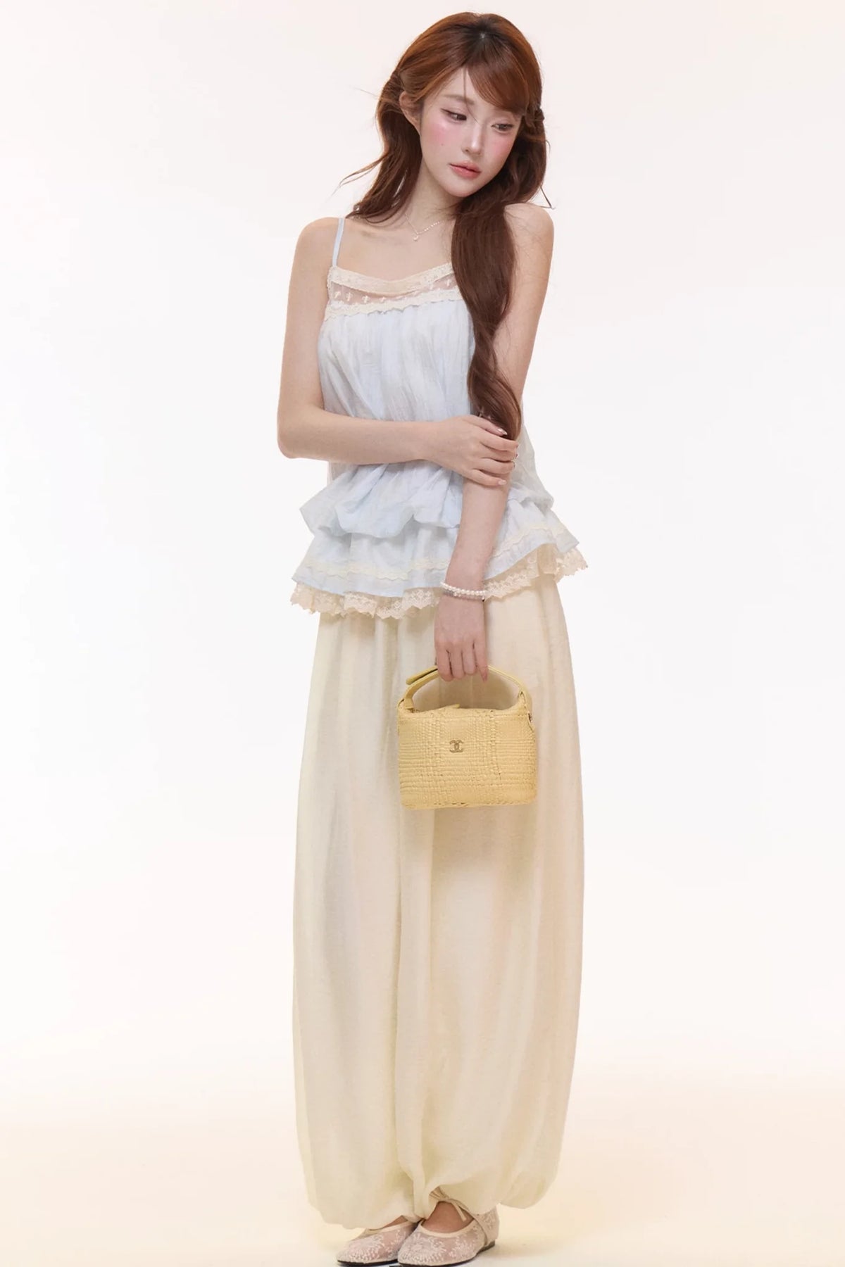 Embroidered Lace Balloon Pants Set-Up
