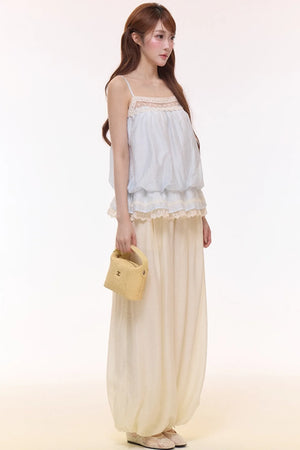 Embroidered Lace Balloon Pants Set-Up