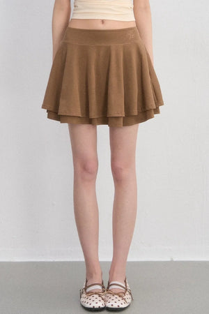 Embroidered Pleated A-Line Skirt
