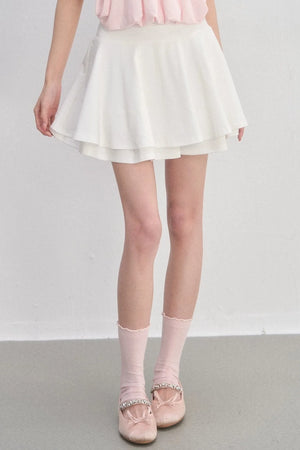 Embroidered Pleated A-Line Skirt